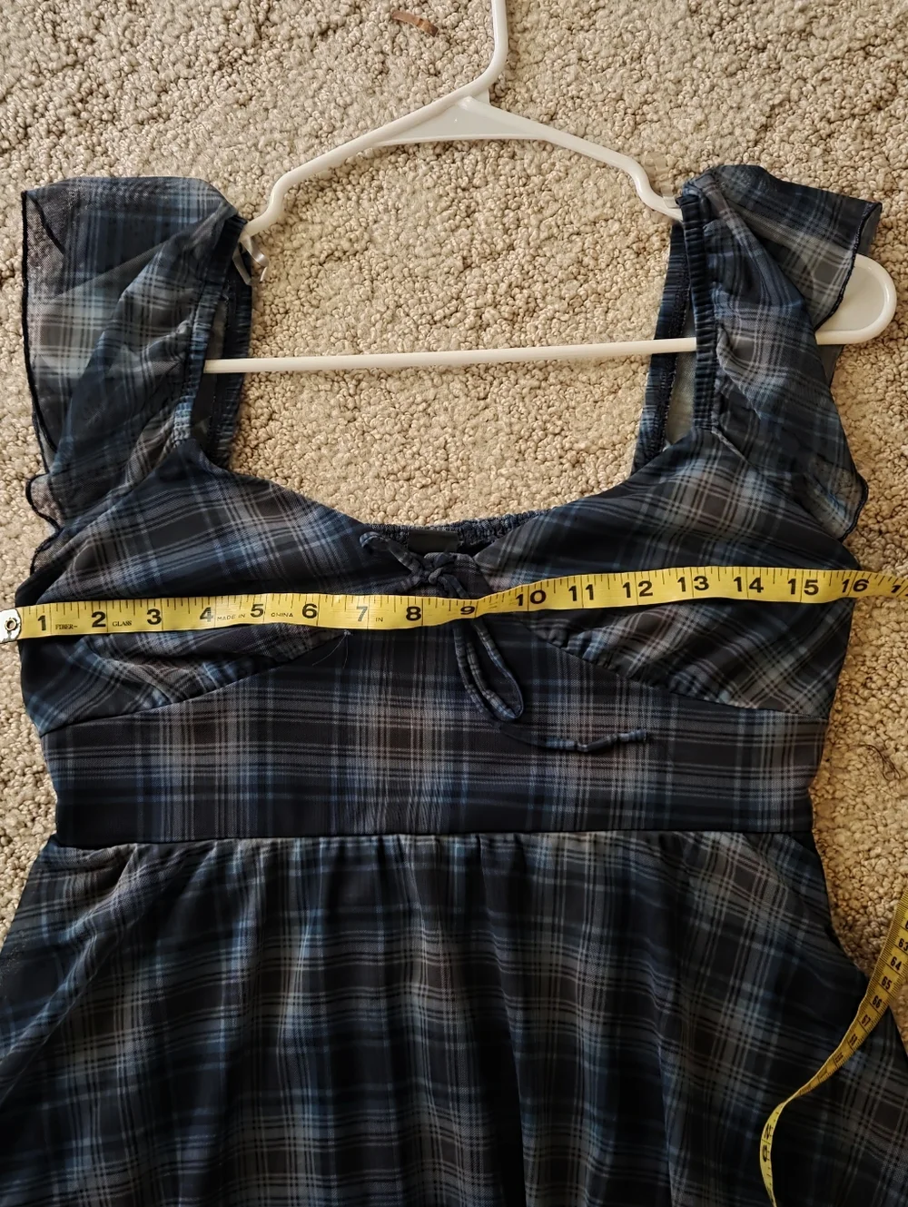 Wild fable Teal Plaid Mini Dress with Flutter Sleeves - Picture 6 of 6